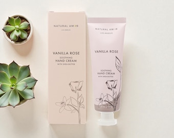 Vanilla Rose Hand Cream – Moisturizing Shea Butter Lotion – Small Gift for Her
