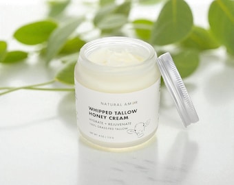 Grass Fed Tallow Honey Cream| Grass Fed Beef Tallow| Tallow Lotion Moisturizer| Jojoba Oil| Self Care