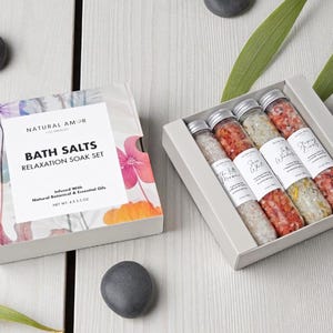 Natural Bath Salt Soak | Essential Oil Tubes | Spa Relaxation Set | Bridesmaid Gift | Self Care Holiday Gift image 6