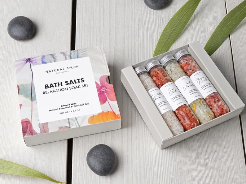 Natural Bath Salt Soak | Essential Oil Tubes | Spa Relaxation Set | Bridesmaid Gift | Self Care Holiday Gift image 6
