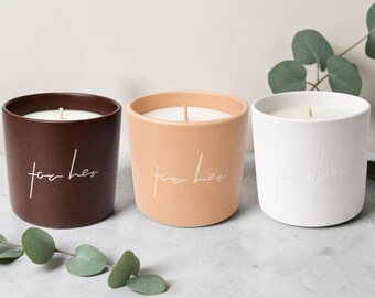 Ceramic Candle 9oz | White Tea, Chocolate, Amber Wood | Minimalist Aesthetic Candle | Gift for Her | Neutral Home Decor | Soy Candle