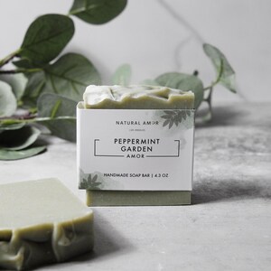 Fresh Scent Artisan Soap Bar for Men| All Natural Cold Process Handmade Soap| Gift for Dad Grandpa Peppermint Garden