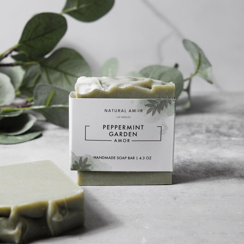 Fresh Scent Artisan Soap Bar for Men| All Natural Cold Process Handmade Soap| Gift for Dad Grandpa Peppermint Garden