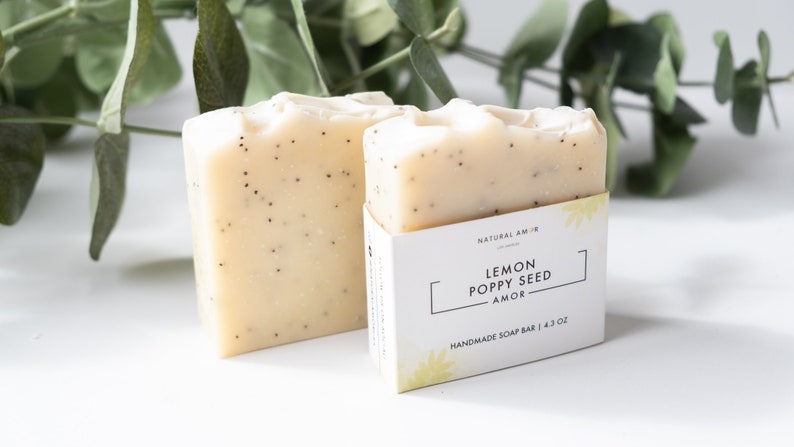 Lemon Poppyseed Soap Bar Organic Handmade Soap All Natural Vegan Father's Day Gift image 2