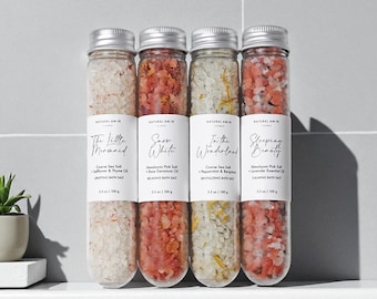 Bridesmaid Gift Bath Salt in Tube | Rose Floral Soaking Salt | Wedding Party Favor | Relaxing Spa Test Tube Gift | Thank You Gift Idea