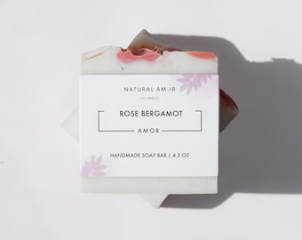 Rose Bergamot Soap Bar | Handmade Soap | All Natural Soap| Organic Soap | Vegan | Essential Oil| Bridesmaid gifts | Pink White Wedding Theme