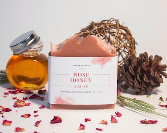 Rose Honey Handmade Soap Bar| All Natural Organic Cold Process Soap | Gift for her| Birthday Gift| Bridal Gift|
