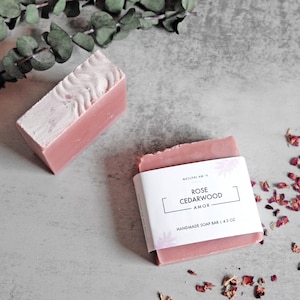 Rose Cedarwood Handmade Soap Bar| All Natural| Cold Process Soap | Gift for her| Birthday Gift| Bridal Gift| Organic Home Made Soap