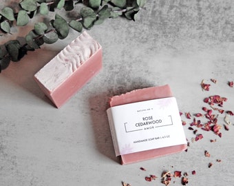 Rose Cedarwood Handmade Soap Bar| All Natural| Cold Process Soap | Gift for her| Birthday Gift| Bridal Gift| Organic Home Made Soap