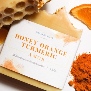 Turmeric Honey Orange Bar Soap |  Organic Handmade Soap | Shea Butter| Natural Ingredients| Self Care Gift| Soap Gift