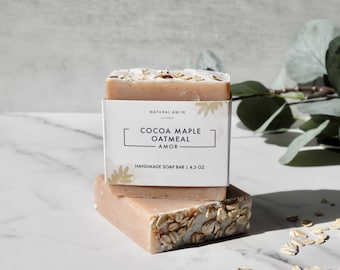 Cocoa Maple Oatmeal Handmade Soap| Unscented Moisturizing Cold process Soap for sensitive skin| gift for men| gift for her