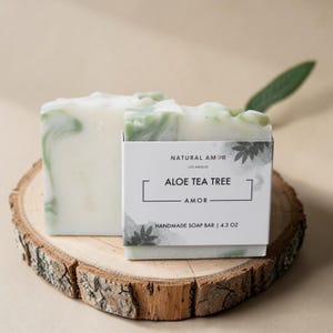 Aloe Tea Tree Handmade Soap| Winter Sensitive Skin Body Bar| Holiday Soap for Men Women