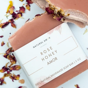 Rose Honey Handmade Soap Bar All Natural Organic Cold Process Soap Gift for her Birthday Gift Bridal Gift 5oz