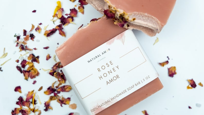 Rose Honey Handmade Soap Bar All Natural Organic Cold Process Soap Gift for her Birthday Gift Bridal Gift 5oz