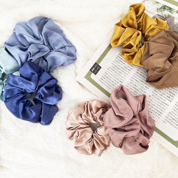 Assorted Large Uplifting Hair Scrunchies | Gift for her | Small Bridesmaid Gift | Elastic Bands | For women and girls | Silk Satin Chiffon