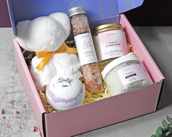 New Mom Spa Gift Set| Mother's Day Gift| Rose| Candle| Sugar Body Scrub| Birthday Gift Box for Women| Gift for her