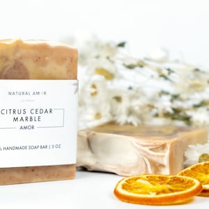 Citrus Cedar Marble Soap Bar | Handmade Soap| All Natural Organic Soap| Vegan| Gift