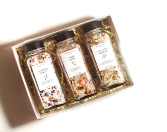 Natural Bath Salts Gift Set| Bridesmaid Gift| Scented by Essential Oils | Bath Soak| Thank you Gift