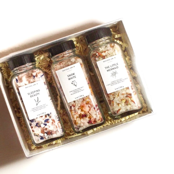 Natural Bath Salts Gift Set| Bridesmaid Gift| Scented by Essential Oils | Bath Soak| Thank you Gift