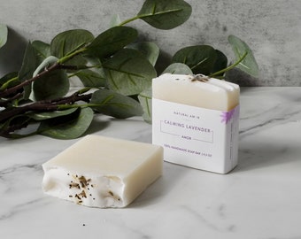 Barre de savon apaisante à la lavande | Savon fait main | Tout naturel | Savon biologique| Cadeau pour elle| Cadeau pour lui | Cadeau de soins personnels