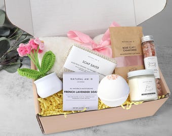 Spa Set with Blanket, Candle, Journal | Stress Relief Gift for Her Mom Friend