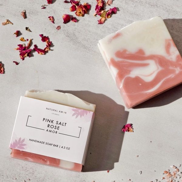 Pink Salt Rose Soap Bar | Handmade Soap | All Natural Soap| Organic Soap | Vegan | Essential Oil| Bridesmaid gifts