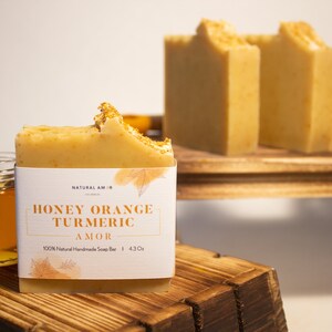 Turmeric Honey Orange Bar Soap Organic Handmade Soap Shea Butter Natural Ingredients Self Care Gift Soap Gift image 5