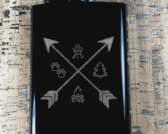 Customizable 8oz Matte black stainless steel hip flask