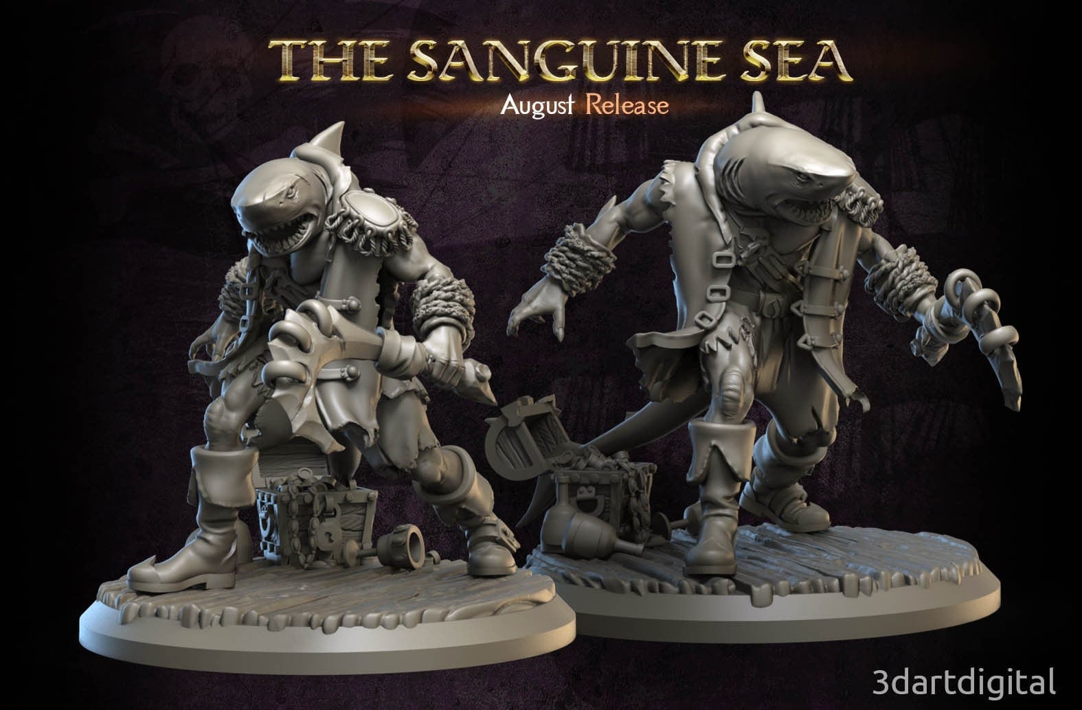 Male Pirate WereSharks Monster - DnD Miniature l 3D Printed Model l Shark l  Dungeons and Dragons l Perfect Wargamer Gift