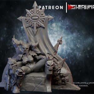 Chaotic Pinup With Throne - Ghamak - 32mm Miniatures -  - rpg -