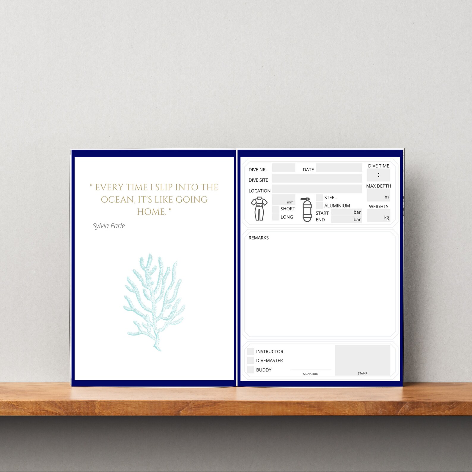 Scuba Diving Log Diver Logbook Dive Log Pages PADI SSI Etsy