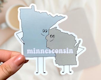 Minnesconsin, WI MN Sticker, Wisconsin Sticker, Minnesota Sticker, State Sticker Laptop, Waterbottle, Journal Sticker, Waterproof Sticker