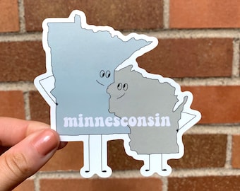 Minnesconsin, WI MN Sticker, Wisconsin Sticker, Minnesota Sticker, State Sticker Laptop, Waterbottle, Journal Sticker, Hydroflask