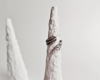 Silver Leaf Ring, Adjustable Forest Jewelry, Rings For Women, Nature Plant Ring, Wrap Jewelry