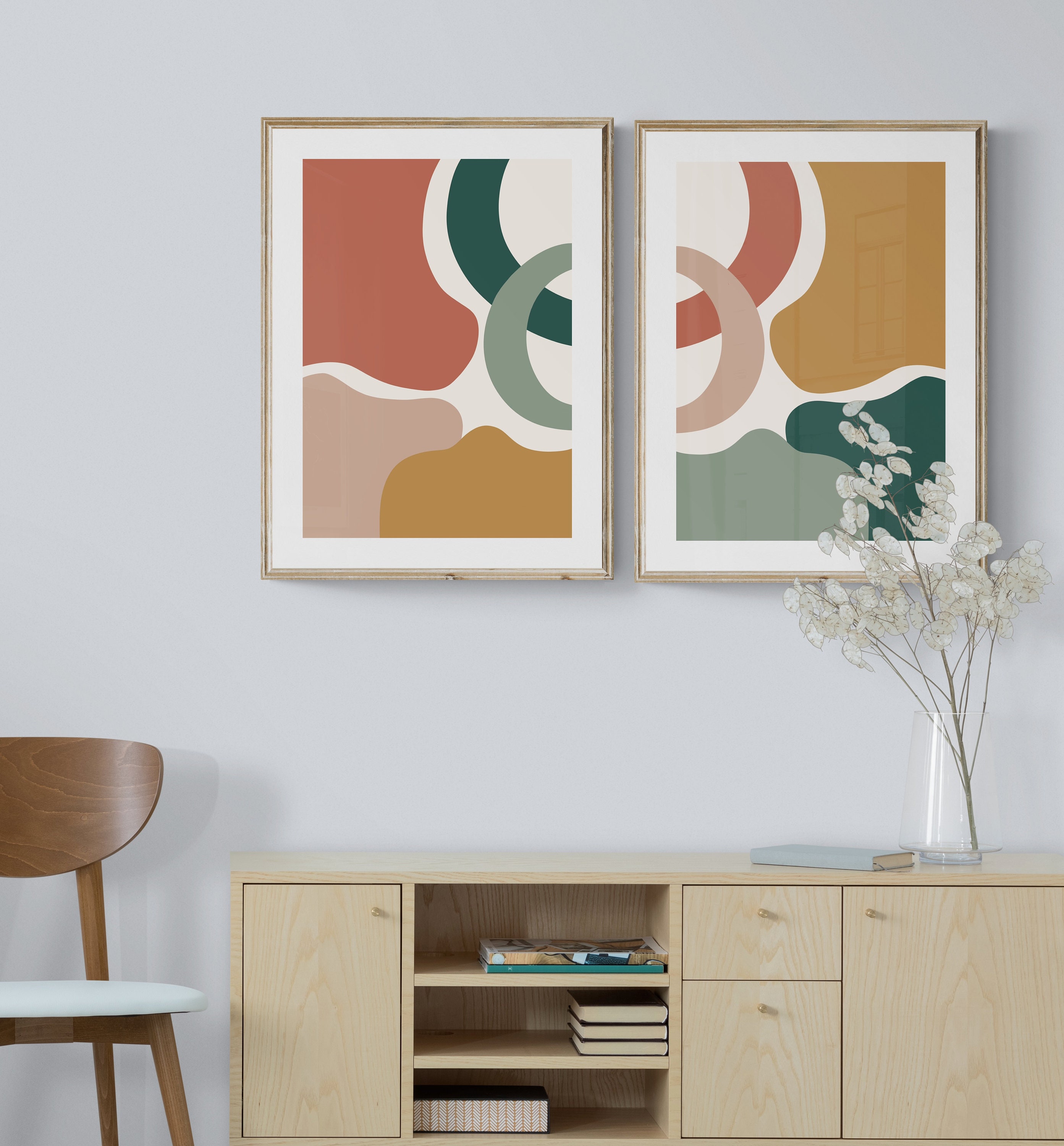Modern Art 2 Piece Wall Art Set Set of 2 Prints Wall Art | Etsy