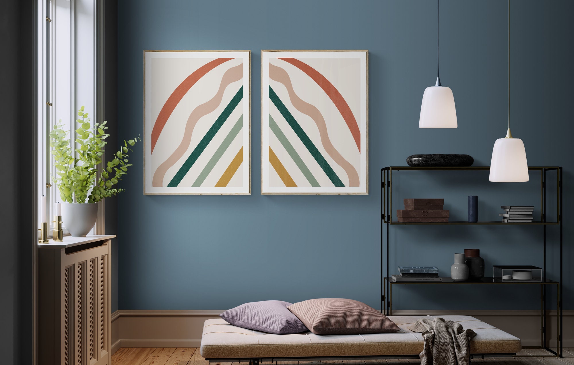 Modern Art 2 Piece Wall Art Set Set of 2 Prints Wall Art Etsy