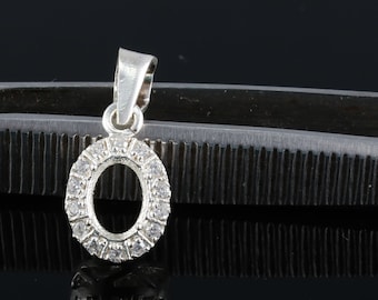 Colgante de plata de ley 925, colgante ovalado de 8 x 10 mm con engaste de garras, colgante para mujer, listo para engastar con tu propia piedra.
