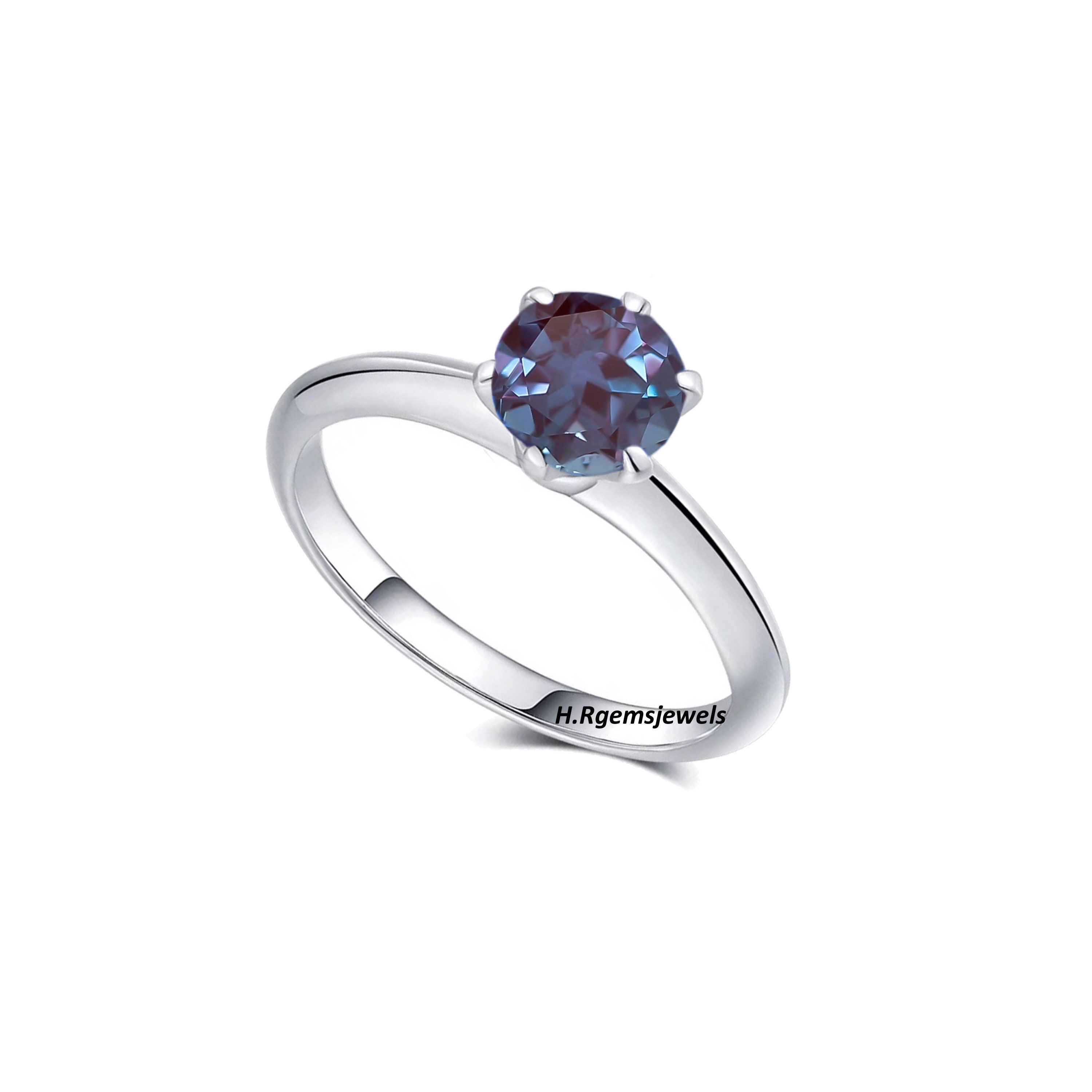 Bague Argent 925 Alexandrite Bleue - Taille 7, Ajustable - Neuf Sans Emballage, Fait Main