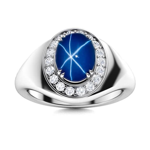 Anillo de zafiro estrella azul anillo de bodas para hombre anillo de zafiro estrella azul creado en laboratorio anillo de plata de ley 925 anillo de compromiso anillo de cabujon. Etsy Mexico