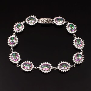 Mystic Topaz Tennis Bracelet: Sterling Silver, Handmade Jewelry