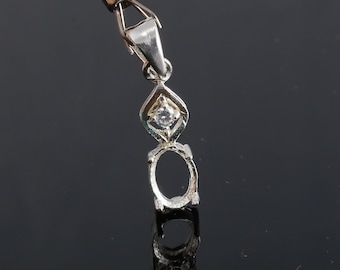 Colgante ovalado de 6 x 8 mm, colgante con engaste de garras, colgante semimontado, colgante para mujer, colgante de plata de ley 925, listo para engastar con tu propia piedra.