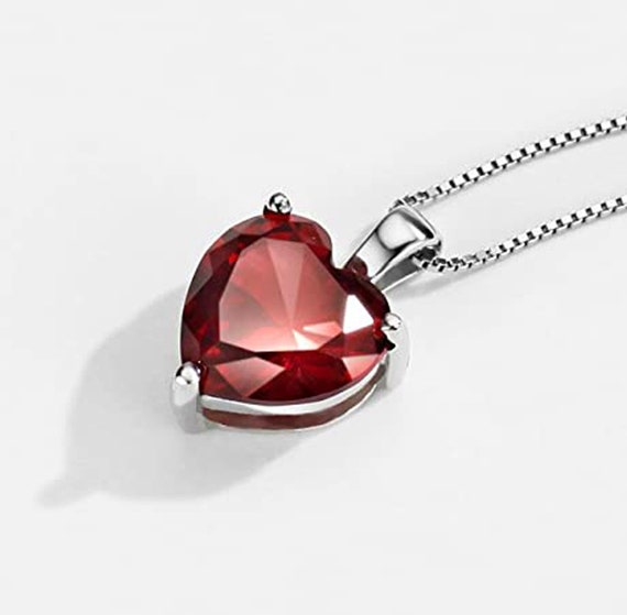 Garnet Heart Necklace 1/8 ct tw Diamonds 10K Yellow Gold | Jared