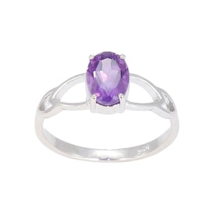 Amethist zilveren ring, ring voor dagelijks gebruik, 925 sterlingzilveren ring, ring paarse amethist, solitaire ring, statementring, beloftering