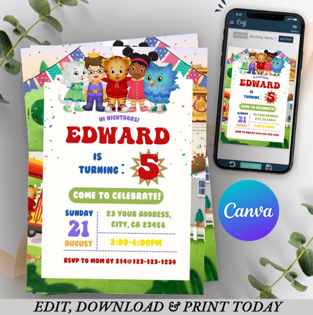 Daniel Tiger Birthday Invitation, Printable Editable Birthday ...