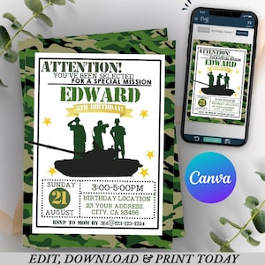 Invitation de l’armée, Invitation d’anniversaire de l’armée, Invitation de l’armée, Invitation à une fête de l’armée, Invitation d’anniversaire de camouflage, Anniversaire de l’armée militaire