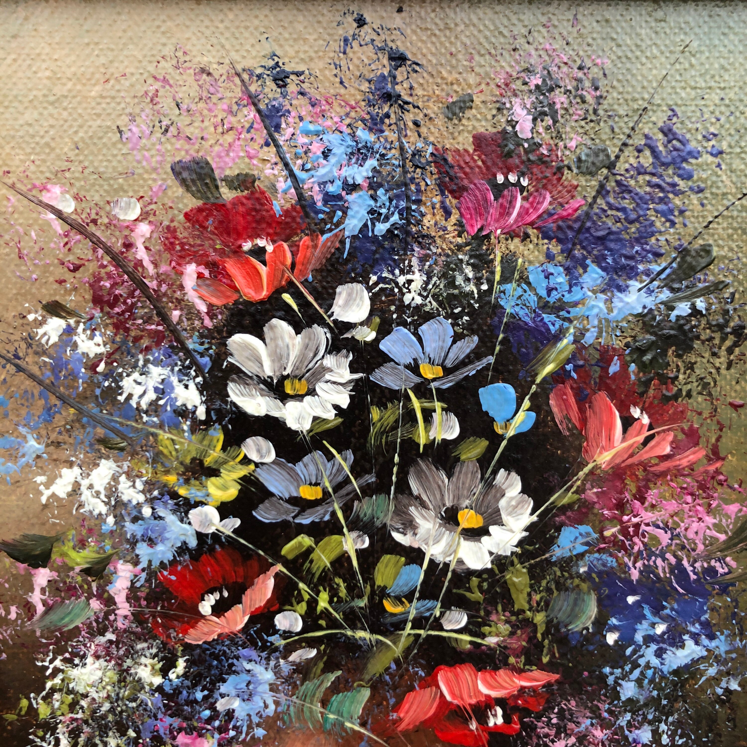 Vintage Belgian floral oil painting daisies still life Etsy