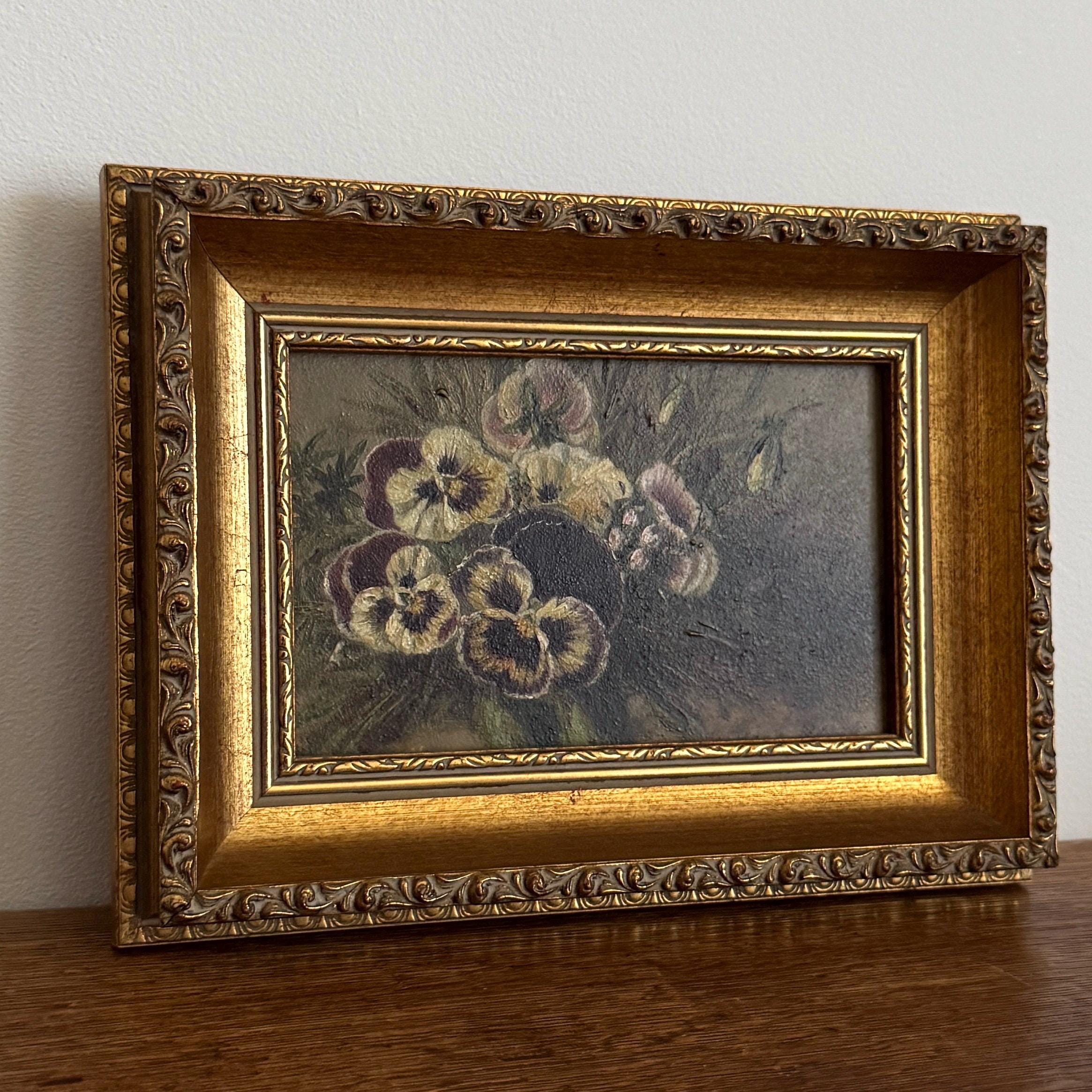 フランスアンティーク　スミレの古い油絵 フランスアンティーク スミレの古い油絵 フランスアンティーク スミレ