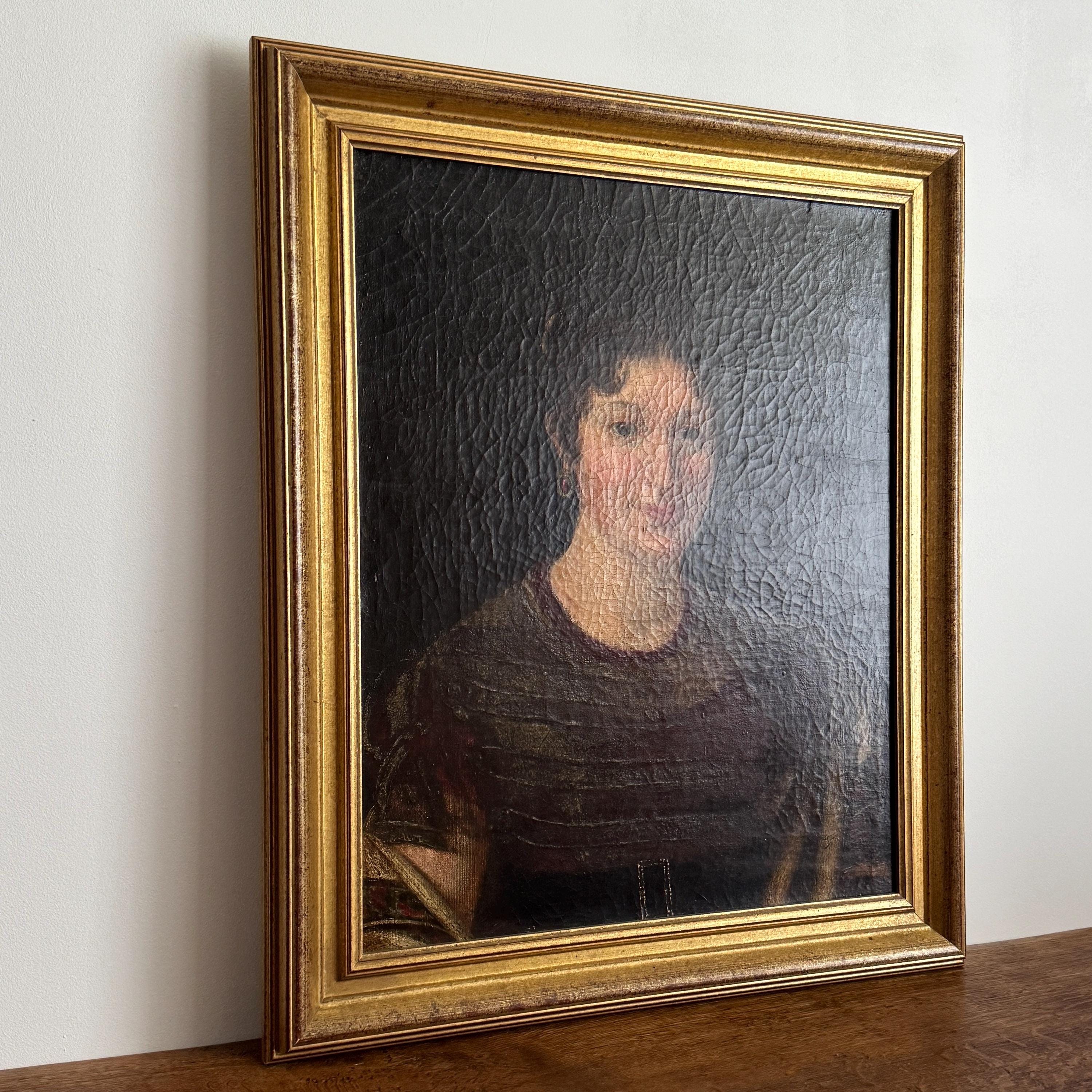 19世紀の女性の肖像画の油絵 - 金枠のアンティークアート - Etsy