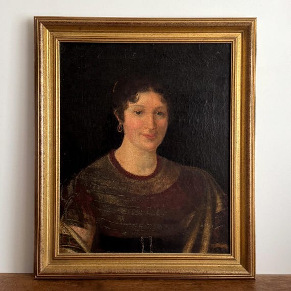 1741-1807 ホビー・楽器・アート 女性の肖像画 油彩 金色フレーム