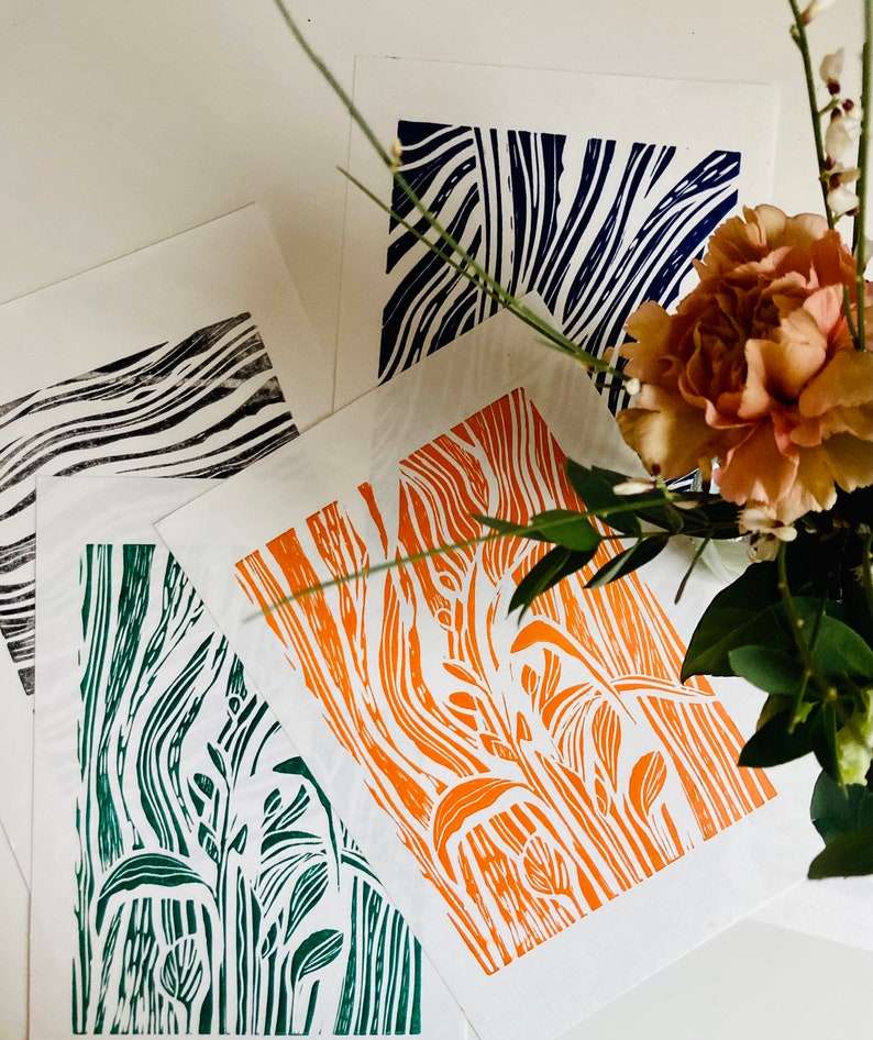 Leaf Lino print 4 colour options